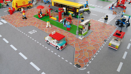 Speelmat voor LEGO City plein met bushalte