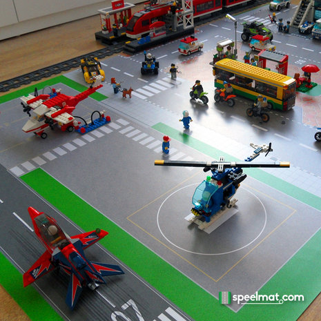 breed Gooey Centrum Speelmat voor LEGO City (met vliegveld) - Speelmat